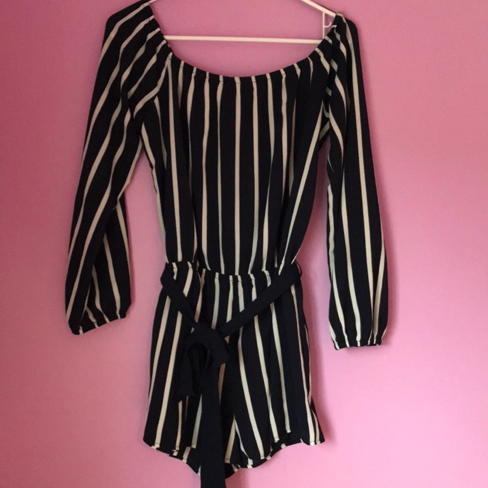 Forever 21 navy and white striped romper